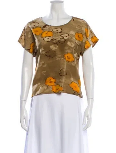 Pre-owned Max Mara Floral Print Crew Neck T-shirt In Multi