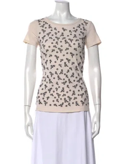 Pre-owned Max Mara Floral Print Crew Neck T-shirt In Neutral