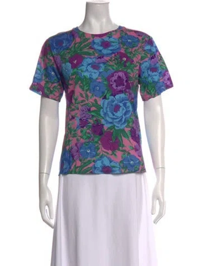 Pre-owned Max Mara Floral Print Crew Neck T-shirt W/ Tags In Multicolor