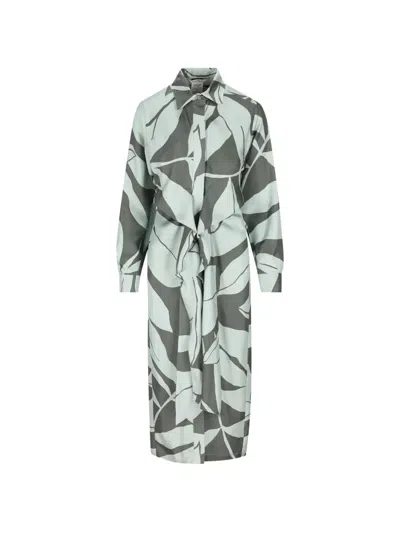 Max Mara Floral-print Dress In Green