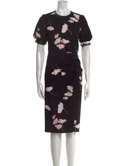 Pre-owned Max Mara Floral Print Knee-length Dress In Black