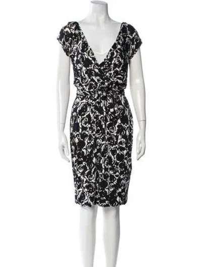 Pre-owned Max Mara Floral Print Knee-length Dress In Black