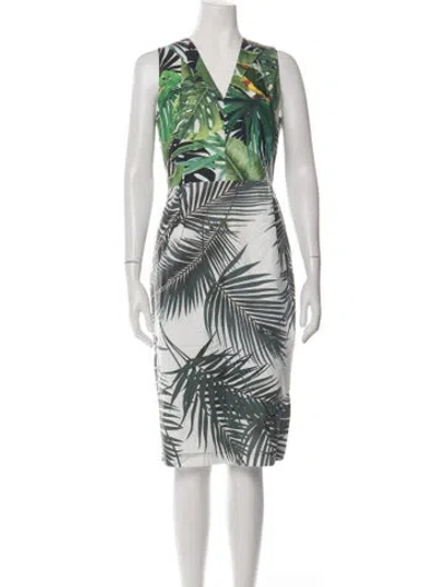 Pre-owned Max Mara Floral Print Knee-length Dress In Green