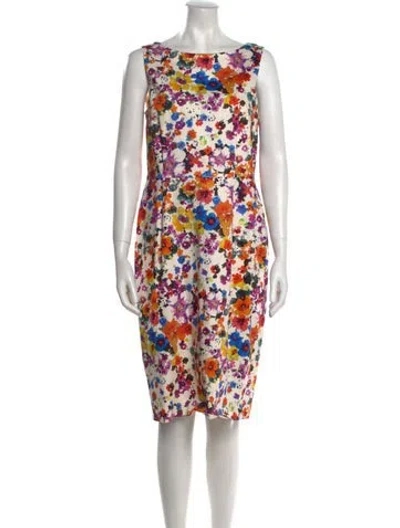 Pre-owned Max Mara Floral Print Knee-length Dress In Neutral