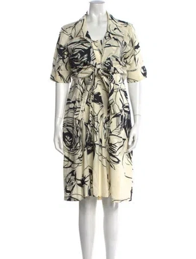 Pre-owned Max Mara Floral Print Knee-length Dress In White