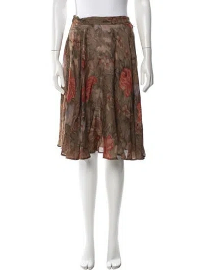 Pre-owned Max Mara Floral Print Knee-length Skirt In Brown