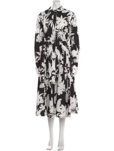 Pre-owned Max Mara Floral Print Long Dress In Black