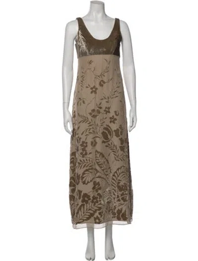 Pre-owned Max Mara Floral Print Long Dress In Neutral