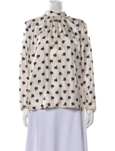 Pre-owned Max Mara Floral Print Long Sleeve Blouse In Neutral