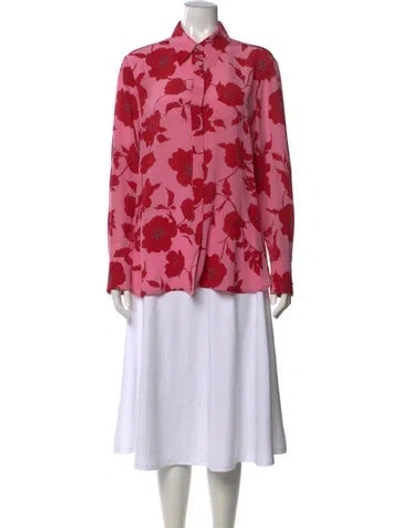 Pre-owned Max Mara Floral Print Long Sleeve Blouse In Pink