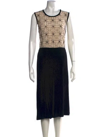 Pre-owned Max Mara Floral Print Midi Length Dress In Black