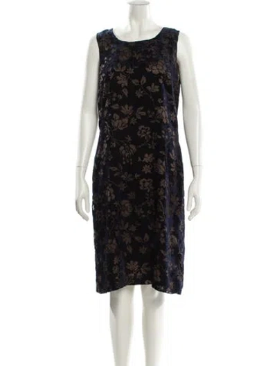 Pre-owned Max Mara Floral Print Midi Length Dress In Blue