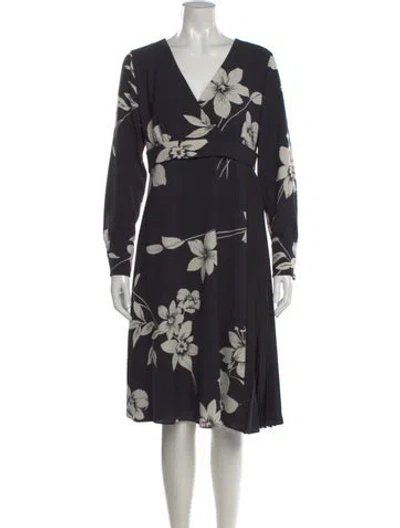 Pre-owned Max Mara Floral Print Midi Length Dress In Gray