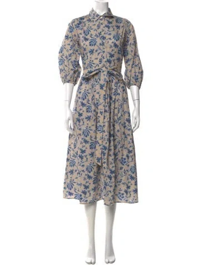 Pre-owned Max Mara Floral Print Midi Length Dress In Neutral