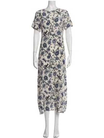 Pre-owned Max Mara Floral Print Midi Length Dress In Neutrals