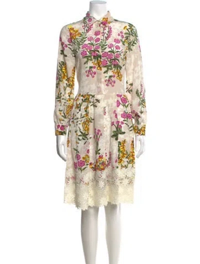 Pre-owned Max Mara Floral Print Midi Length Dress In Neutrals