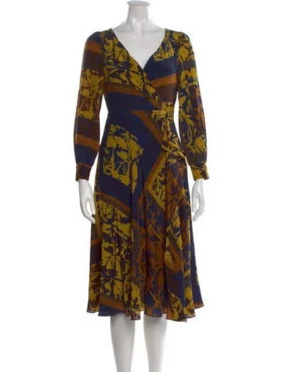 Pre-owned Max Mara Floral Print Midi Length Dress In Yellow