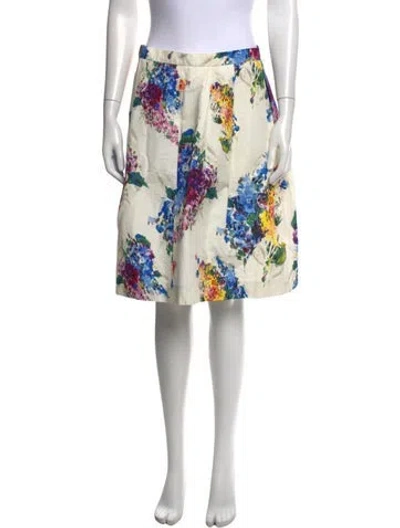 Pre-owned Max Mara Floral Print Midi Length Skirt In Neutrals