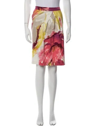 Pre-owned Max Mara Floral Print Midi Length Skirt In Pink/red
