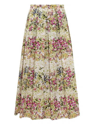 Max Mara Floral-print Midi Skirt In 中性色