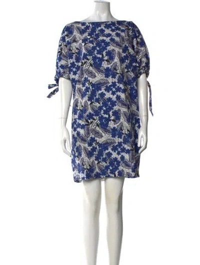 Pre-owned Max Mara Floral Print Mini Dress In Blue