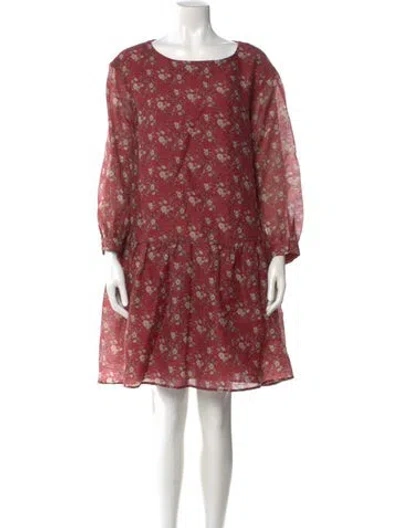 Pre-owned Max Mara Floral Print Mini Dress In Burgundy