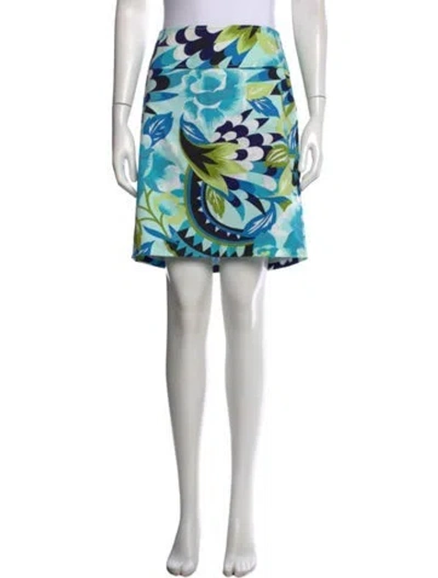 Pre-owned Max Mara Floral Print Mini Skirt In Blue
