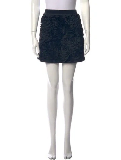 Pre-owned Max Mara Floral Print Mini Skirt W/ Tags In Blue