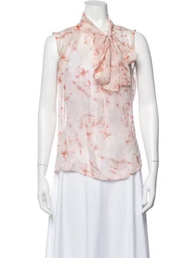 Pre-owned Max Mara Floral Print Mock Neck Blouse In Pink