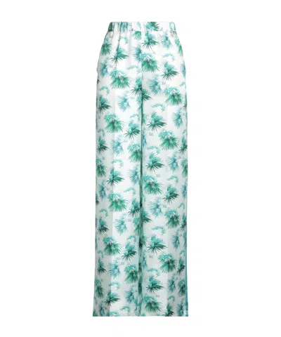 Max Mara Floral Print Satin Trousers In Multi