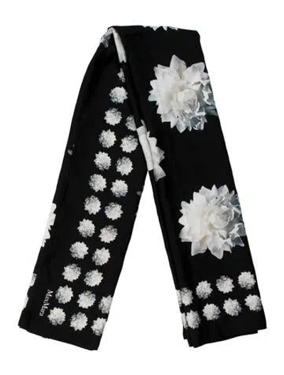 Pre-owned Max Mara Floral Print Scarf In Black