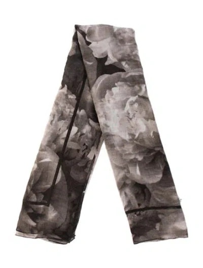 Pre-owned Max Mara Floral Print Scarf In Black