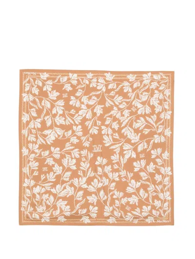 Max Mara Floral-print Scarf In Brown