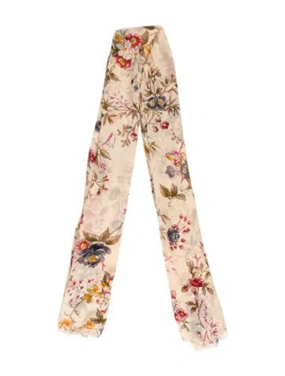 Pre-owned Max Mara Floral Print Scarf In Neutral