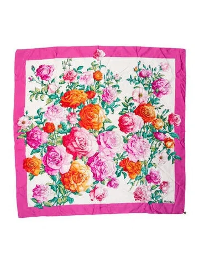Pre-owned Max Mara Floral Print Scarf In Pink