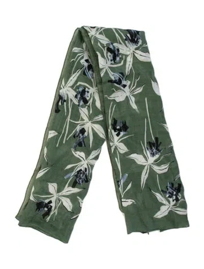 Pre-owned Max Mara Floral Print Scarf W/ Tags In Green