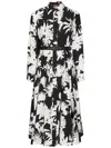 Max Mara Women's Ussel Cotton Dress Long Sleeve Maxi Black Parrot Print In Black