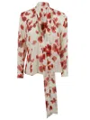 Max Mara Floral Print Shirt With High Neckline In Multi