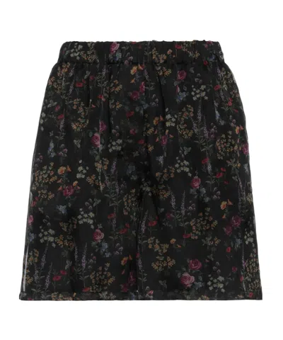Max Mara Floral Print Shorts In Black