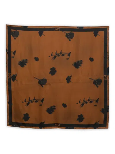 Max Mara Floral-print Silk Scarf In Brown