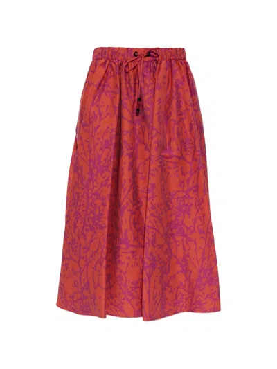 Max Mara Floral Print Skirt In Burgundy