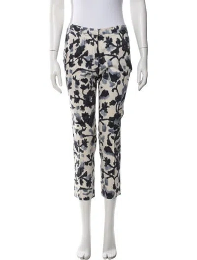 Pre-owned Max Mara Floral Print Straight Leg Pants In Black