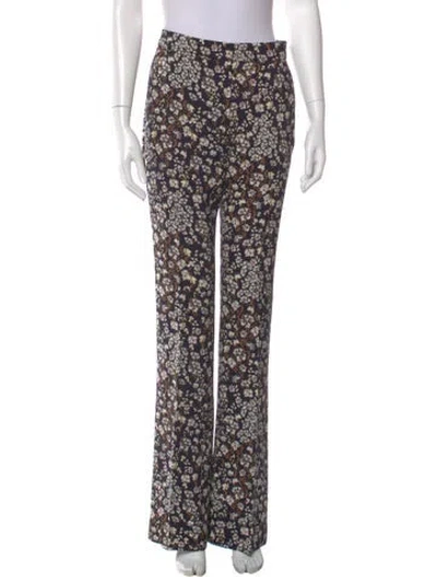 Pre-owned Max Mara Floral Print Straight Leg Pants In Multi