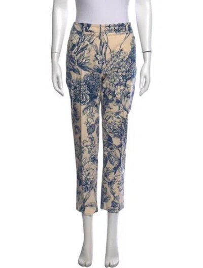 Pre-owned Max Mara Floral Print Straight Leg Pants In Neutrals