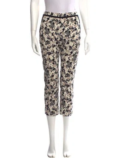 Pre-owned Max Mara Floral Print Straight Leg Pants In White