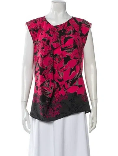 Pre-owned Max Mara Floral Print Strapless Top In Red
