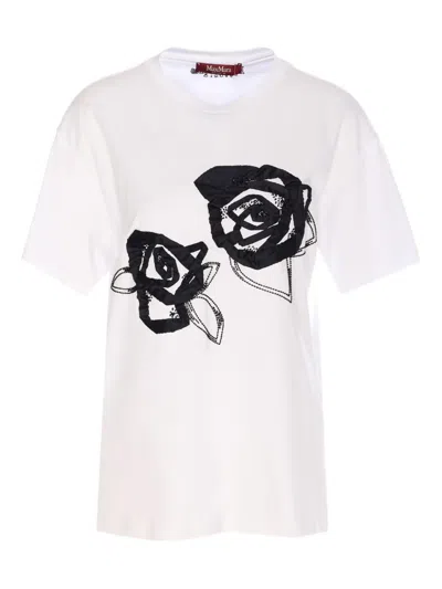 Max Mara Floral-print T-shirt In White