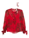 Max Mara Floral-print Tie-cuff Blouse In Red
