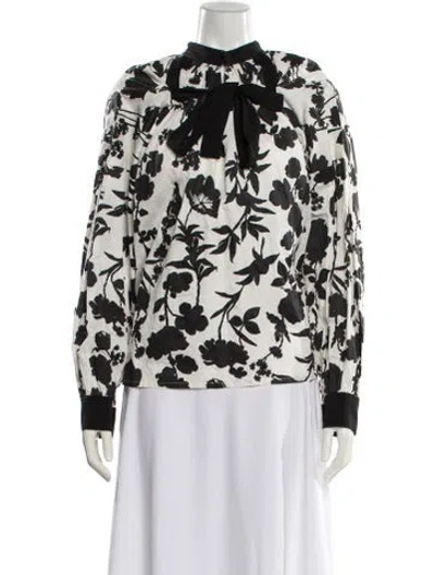 Pre-owned Max Mara Floral Print Tie Neck Blouse W/ Tags In Multi