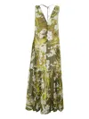 Max Mara Floral-print Tiered Maxi Dress In Green